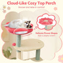 61 Inch Multi-Level Aesthetic Floral Kitten Tower with Flower-Shaped Padded Perch-Multicolor by LJGDeals