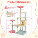 61 Inch Multi-Level Aesthetic Floral Kitten Tower with Flower-Shaped Padded Perch-Multicolor by LJGDeals