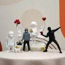 GobekUsa Banksy Sculpture Collection: Flower Thrower & Balloon Girl Figurines for Home & Office