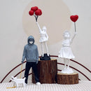 GobekUsa Banksy Sculpture Collection: Flower Thrower & Balloon Girl Figurines for Home & Office