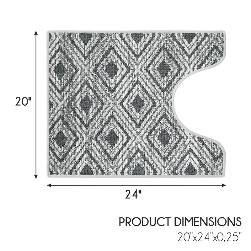Geometric Design U Shape Bathroom Rug | 20”x24" | Gray2