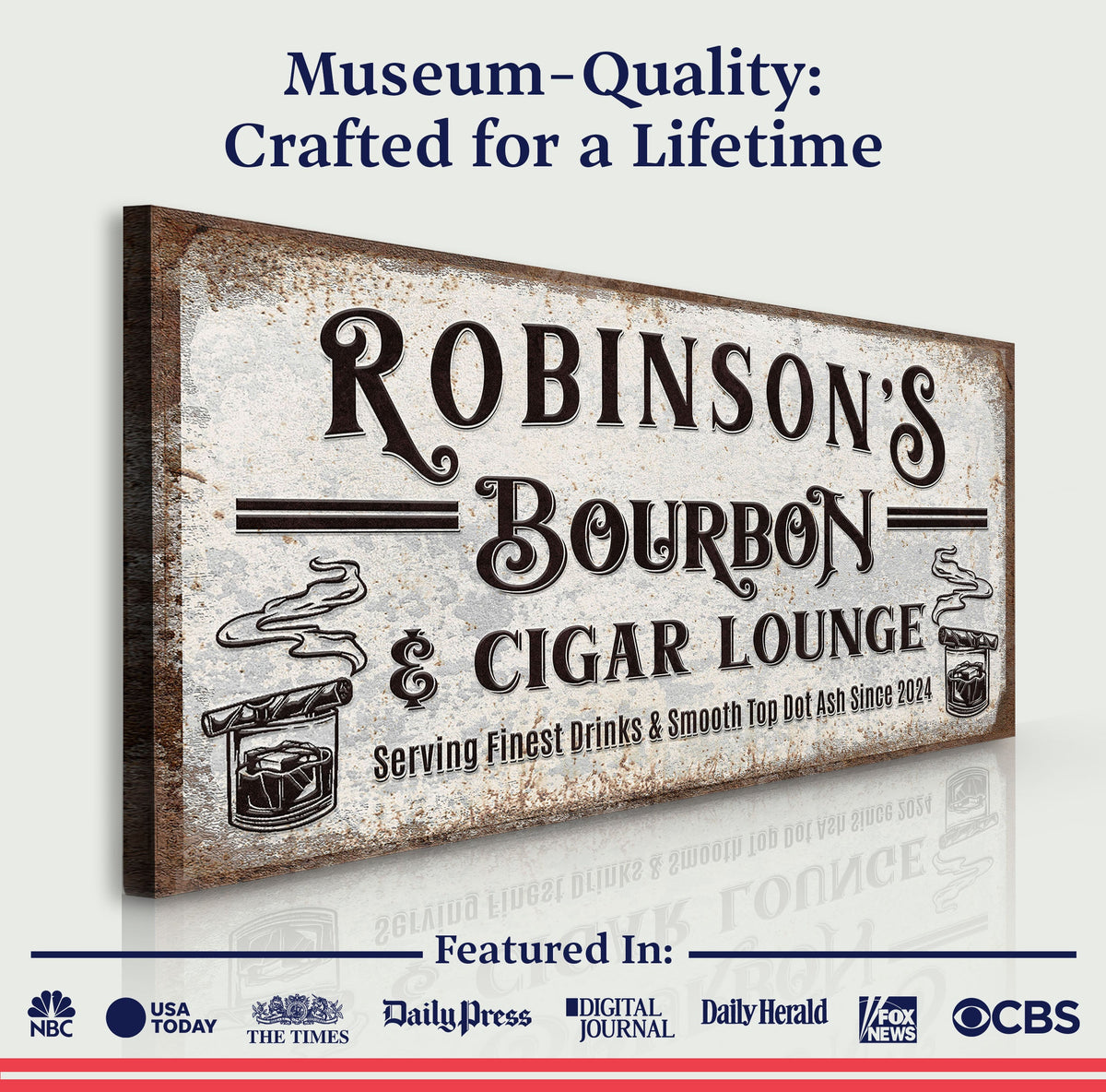 Personalized Bourbon and Cigar Bar Sign, photo 4 of 8