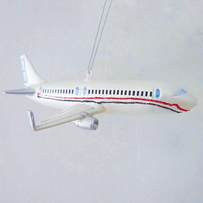 Airplane Glass Christmas Ornament