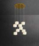 Cube Alabaster Staircase Chandelier