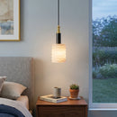 Alabaster Cylindrical Thread Pendant Light
