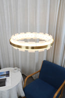 Alabaster Halo Brass Chandelier