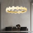 Alabaster Halo Brass Chandelier