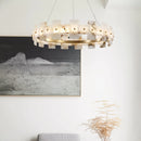 Alabaster Halo Brass Chandelier