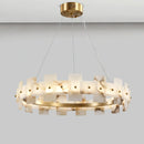 Alabaster Rectangle Annular Chandelier
