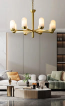 Alabaster Luxury Moonshade Brass Chandelier