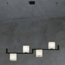 Simple Alabaster Square Box Chandelier