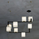 Simple Alabaster Square Box Chandelier