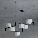 Simple Alabaster Square Box Chandelier