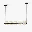 Simple Alabaster Square Box Chandelier