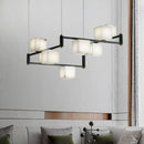 Simple Alabaster Square Box Chandelier