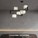 Simple Alabaster Square Box Chandelier