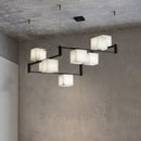 Simple Alabaster Square Box Chandelier