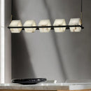 Simple Alabaster Square Box Chandelier