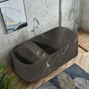 Black Marble Freestanding Bathtub with Wine Tray - Matte 32x72