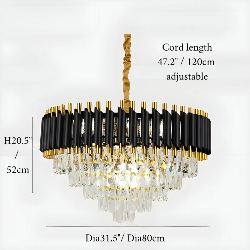 Alfonsine | Luxury Black Crystal Led Hanging Chandelier For Living Room