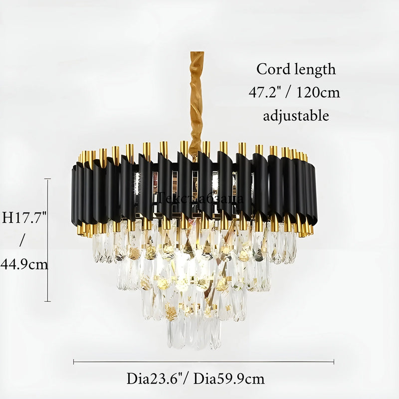 Alfonsine | Luxury Black Crystal Led Hanging Chandelier For Living Room