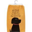 All Food Must Go To The Lab For Testing Dog Dish Cloth Towel | Black Lab, Labrador Retriever Pun