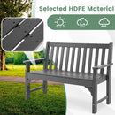 All-Weather HDPE 2-Person Garden Bench with Backrest and Armrests-Gray by LJGDeals