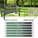 All-Weather HDPE 2-Person Garden Bench with Backrest and Armrests-Gray by LJGDeals