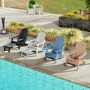 All-Weather HIPS Patio Adirondack Lounge Chair with Retractable Footrest by LJGDeals