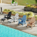 All-Weather HIPS Patio Adirondack Lounge Chair with Retractable Footrest by LJGDeals