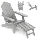 All-Weather HIPS Patio Adirondack Lounge Chair with Retractable Footrest by LJGDeals
