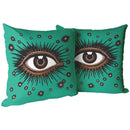 "All Seeing Eye" Throw Pillow (Teal)