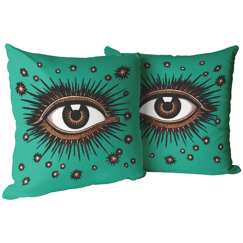 "All Seeing Eye" Throw Pillow (Teal)