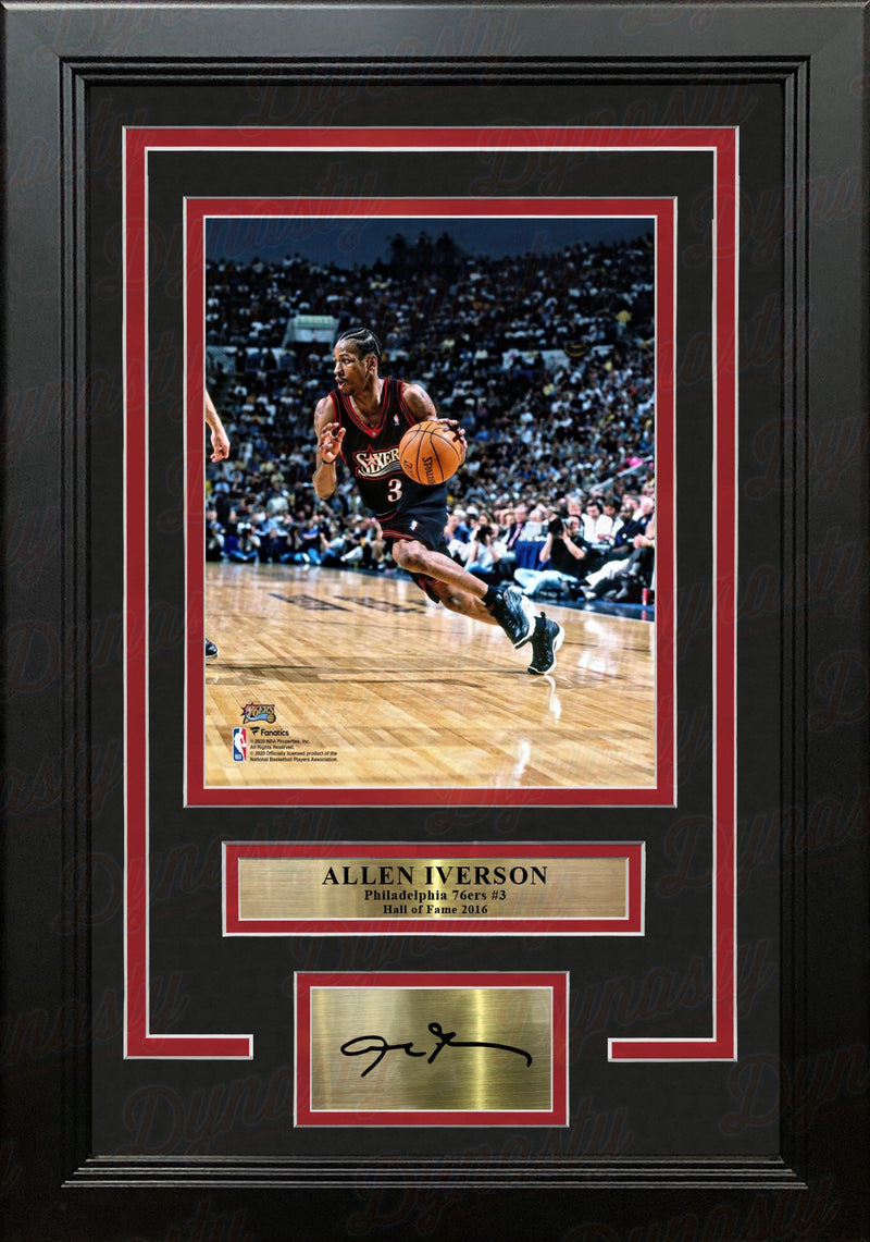 Allen Iverson in Action Philadelphia 76ers 8" x 10" Framed Basketball Photo with Engraved Autograph