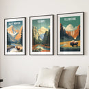 Rocky Mountain, Yosemite, Yellowstone. National Park Wall Art by Wall Art Set