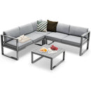4 Pieces Aluminum Patio Furniture Set with Thick Seat and Back Cushions-Gray by LJGDeals