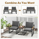 3 Pieces Aluminum Frame Weatherproof Outdoor Conversation Set with Soft Cushions-Gray by LJGDeals