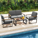 4 Piece Patio Aluminum Furniture Set with Armrests and Tabletop-Gray by DirectDeals