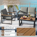 4 Piece Patio Aluminum Furniture Set with Armrests and Tabletop-Gray by LJGDeals