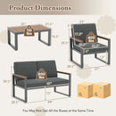 4 Piece Patio Aluminum Furniture Set with Armrests and Tabletop-Gray by LJGDeals