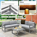 4 Pieces Aluminum Patio Furniture Set with Thick Seat and Back Cushions-Gray by LJGDeals