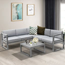 4 Pieces Aluminum Patio Furniture Set with Thick Seat and Back Cushions-Gray by DirectDeals