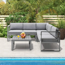 4 Pieces Aluminum Patio Furniture Set with Thick Seat and Back Cushions-Gray by LJGDeals