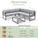 4 Pieces Aluminum Patio Furniture Set with Thick Seat and Back Cushions-Gray by DirectDeals