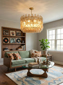 Amber Glass Prism Murano Style Chandelier
