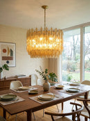 Amber Glass Prism Murano Style Chandelier