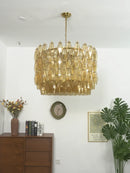 Amber Glass Prism Murano Style Chandelier