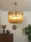 Amber Glass Prism Murano Style Chandelier