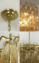 Amber Glass Prism Murano Style Chandelier