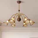 Amber Wavy Glass Floral Chandelier